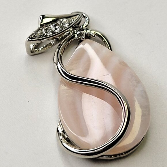 Rose Quartz Pendant with Rhinestone - Picture 2 of 13